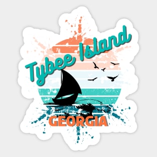 Tybee Island Georgia Retro Vintage Sunset Sticker